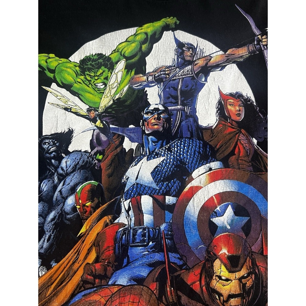 Vintage Avengers‎ Shirt Adult 2XL  Black Marvel Mad Engine Comics Mens Y2K